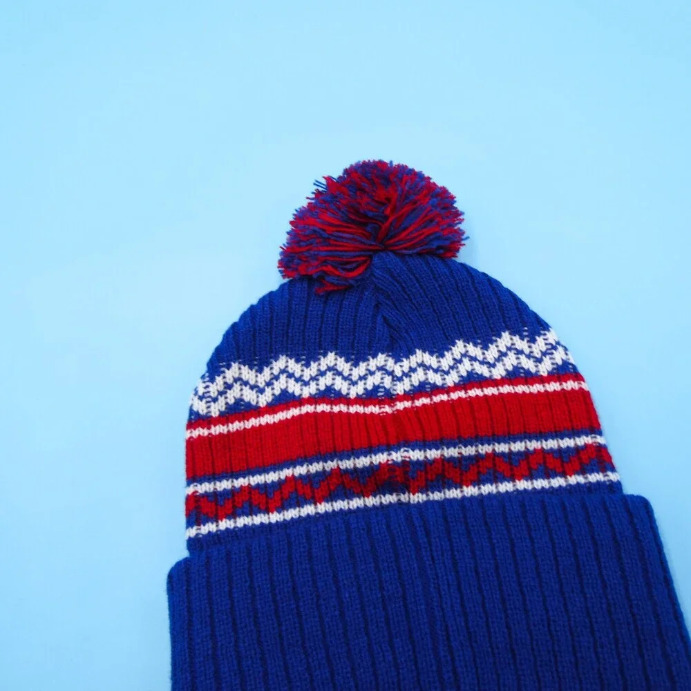 '47 Brand New York Giants Winter Hat Boys Blue Striped‎ Acrylic Beanie NFL Youth
